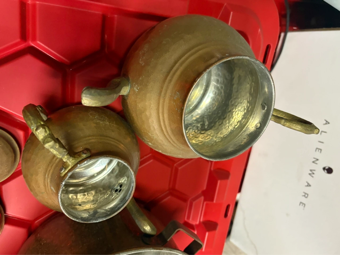 Vintage Hammered Brass Teapot and Sugar Bowl Set - photo 3