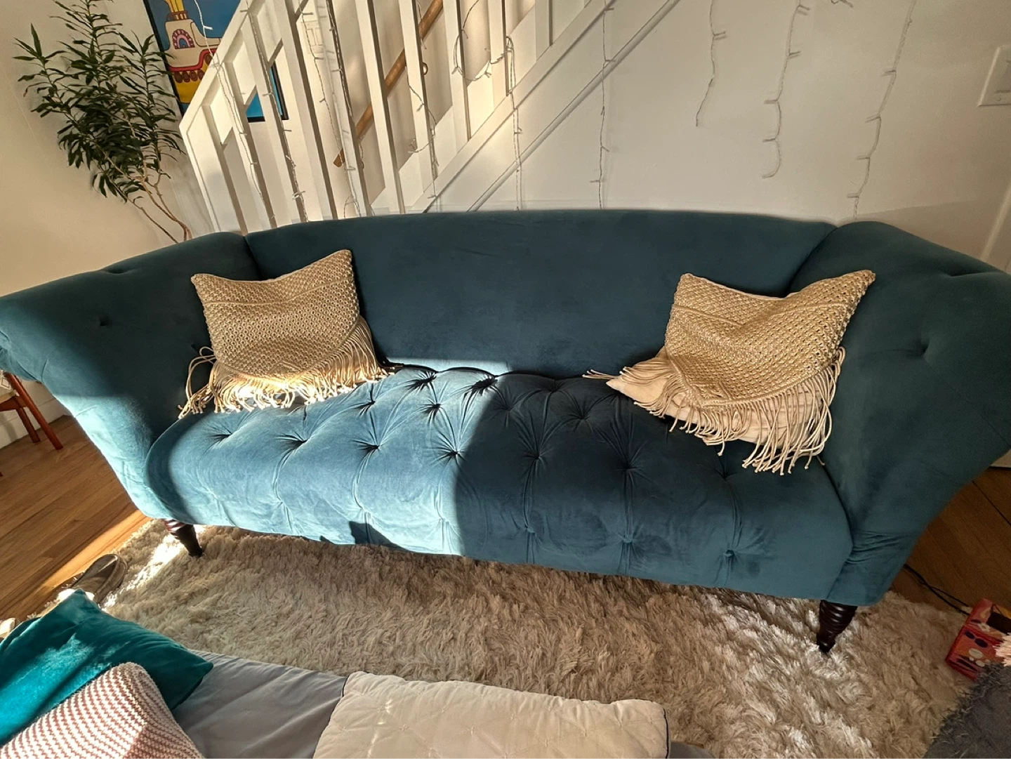 Teal Velvet Tufted Chesterfield Sofa - photo 3