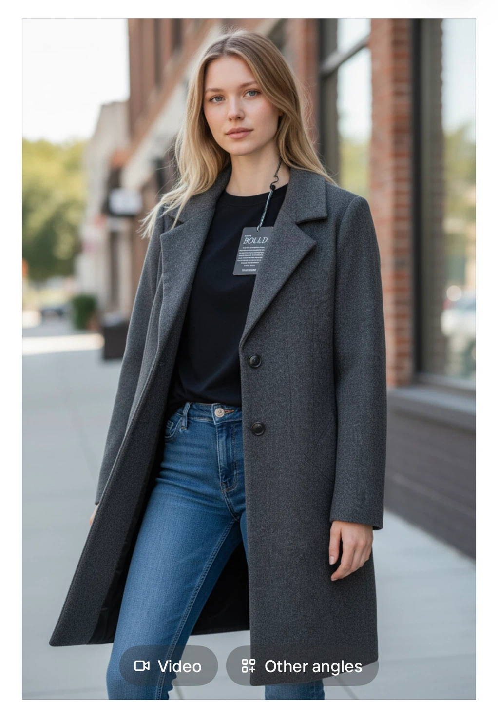BRANDED GRAY WOOL BLEND COAT - photo 5