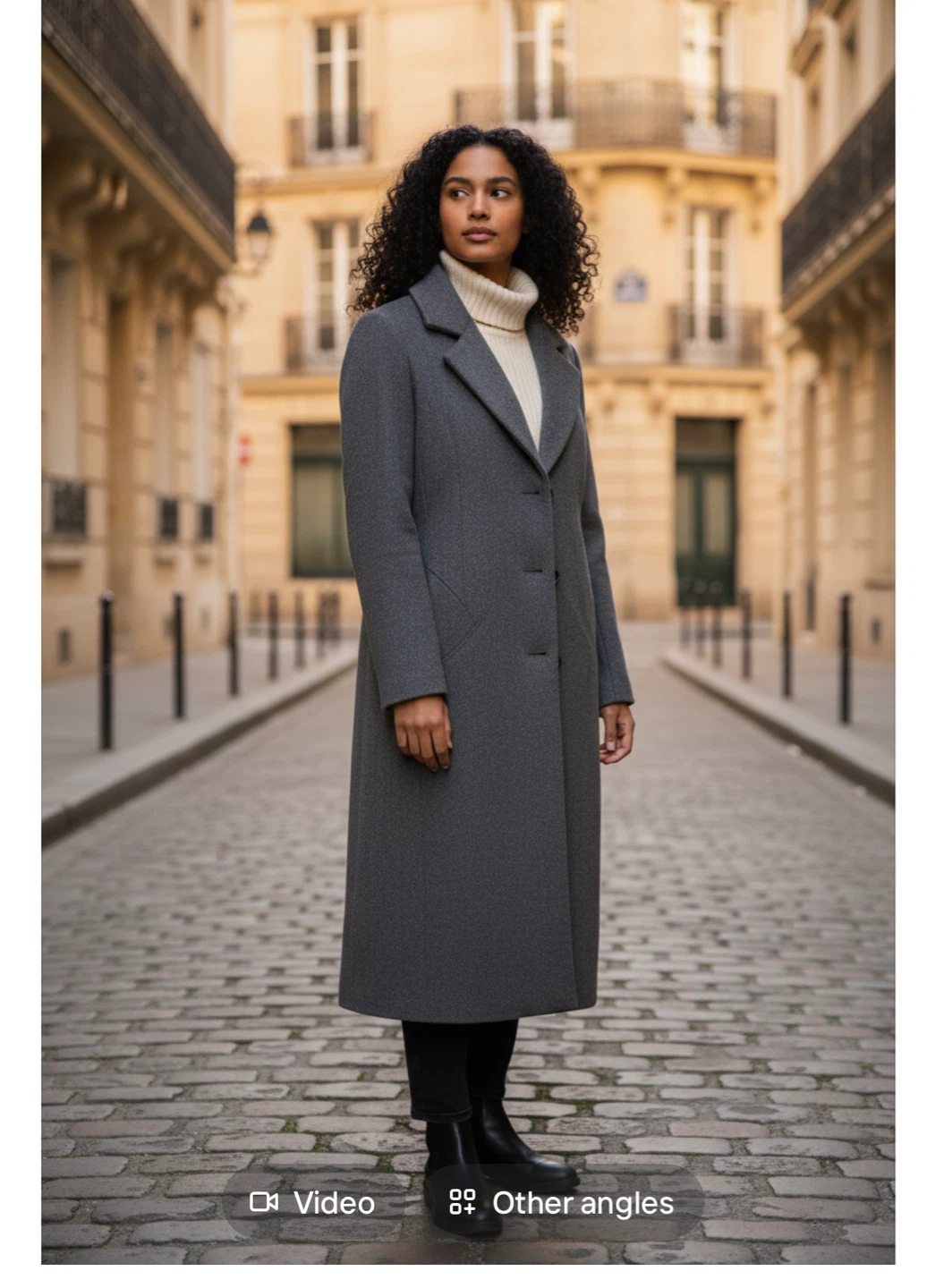 BRANDED GRAY WOOL BLEND COAT