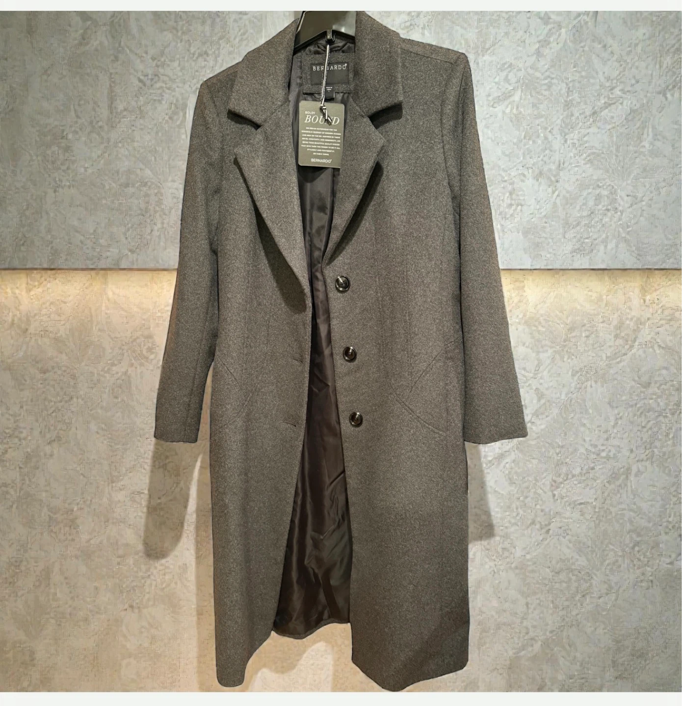 BRANDED GRAY WOOL BLEND COAT - photo 4