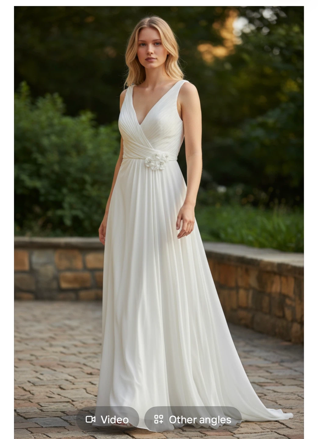 White Wedding Dress with Embellished Waist - photo 4