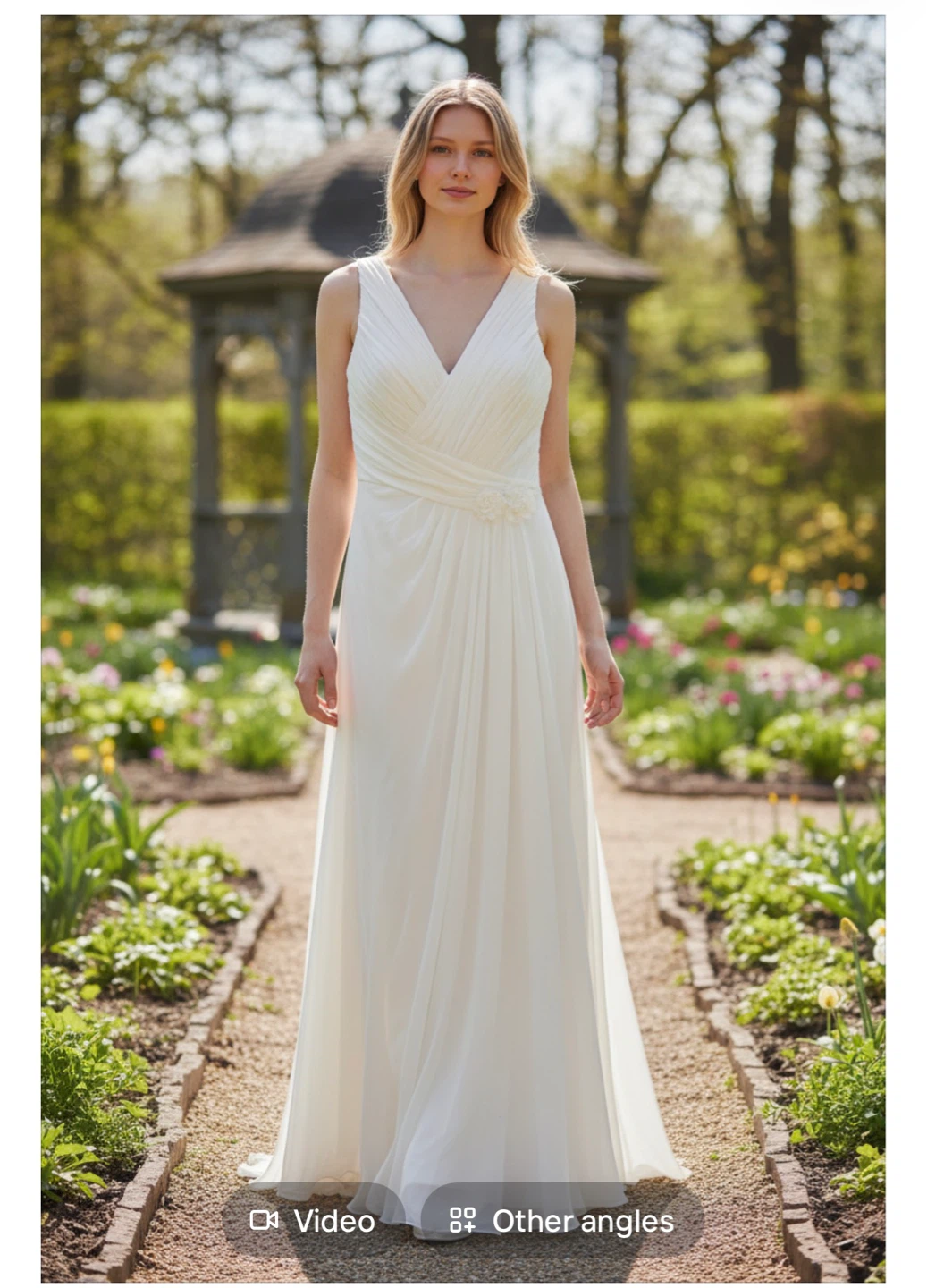 White Wedding Dress with Embellished Waist - photo 3