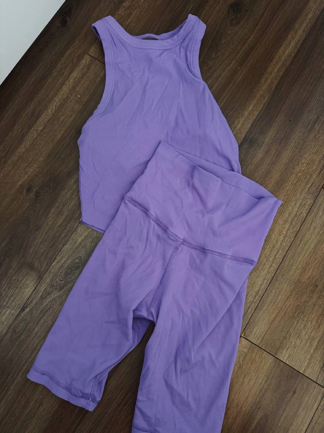Lilac Ribbed Activewear Set (Top + Leggings) size L - photo 2
