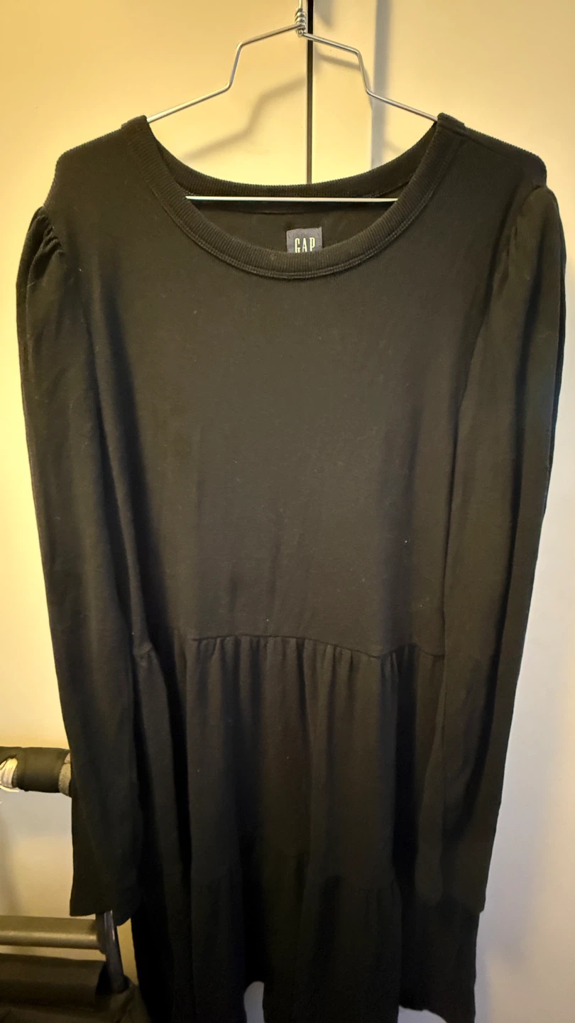 GAP Black Tiered Long Sleeve Dress XL - photo 2