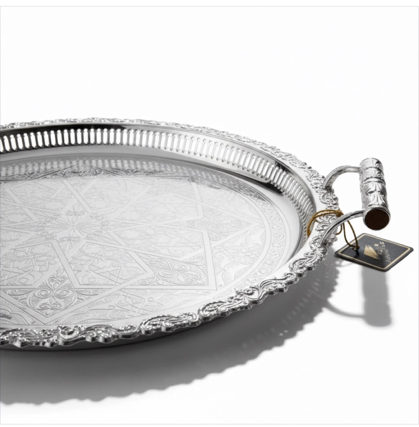 Round Decorative Serving Tray with Handles - photo 3