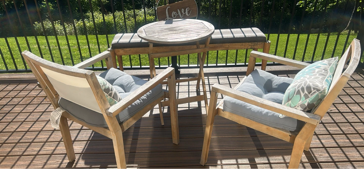 Wooden Outdoor Chairs and foldable table  with Cushions