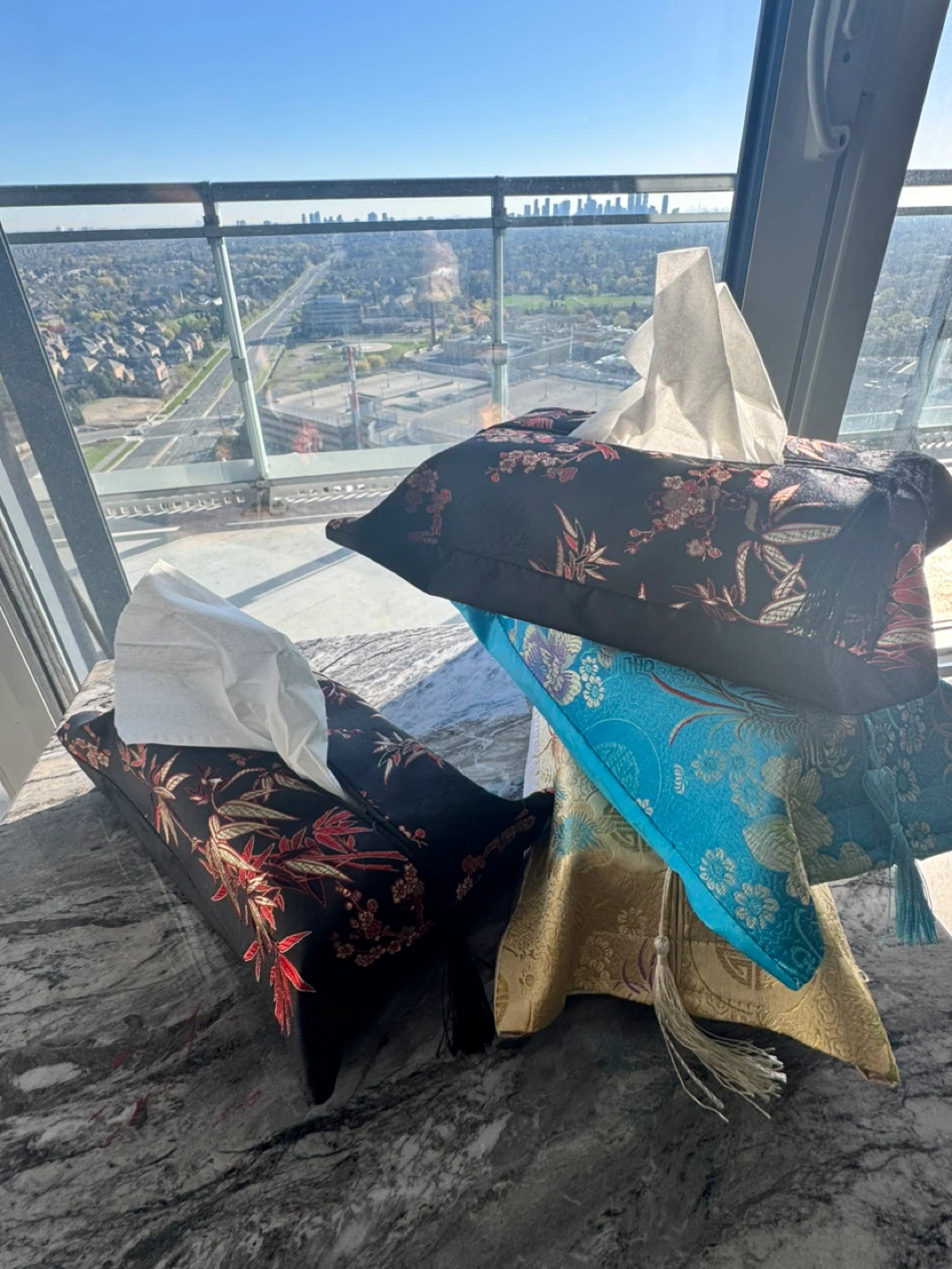 Set of 4 Decorative cloth Tissue Box Covers