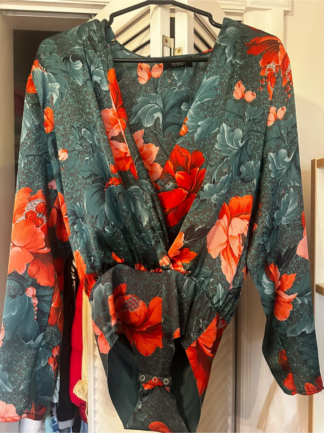 ZARA Floral Print Long Sleeve Bodysuit