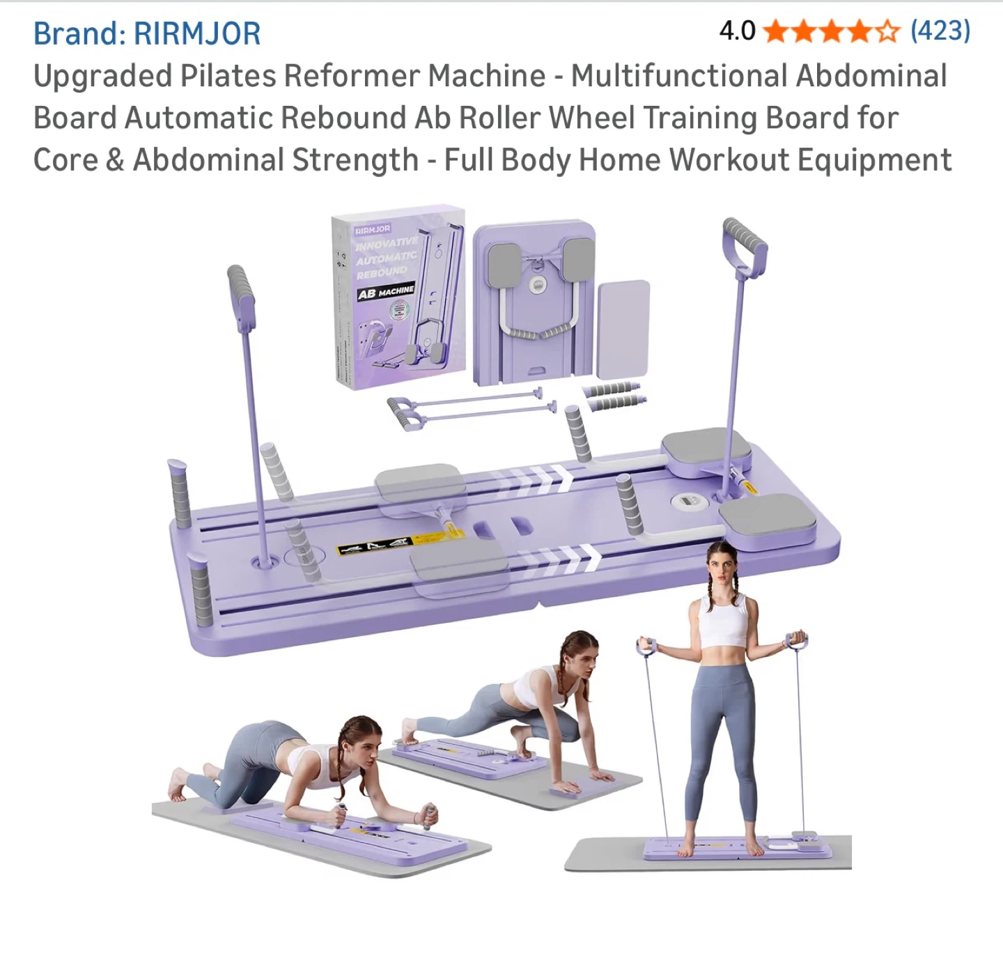 RIRMJOR Pilates Reformer Ab Roller Wheel Training Board