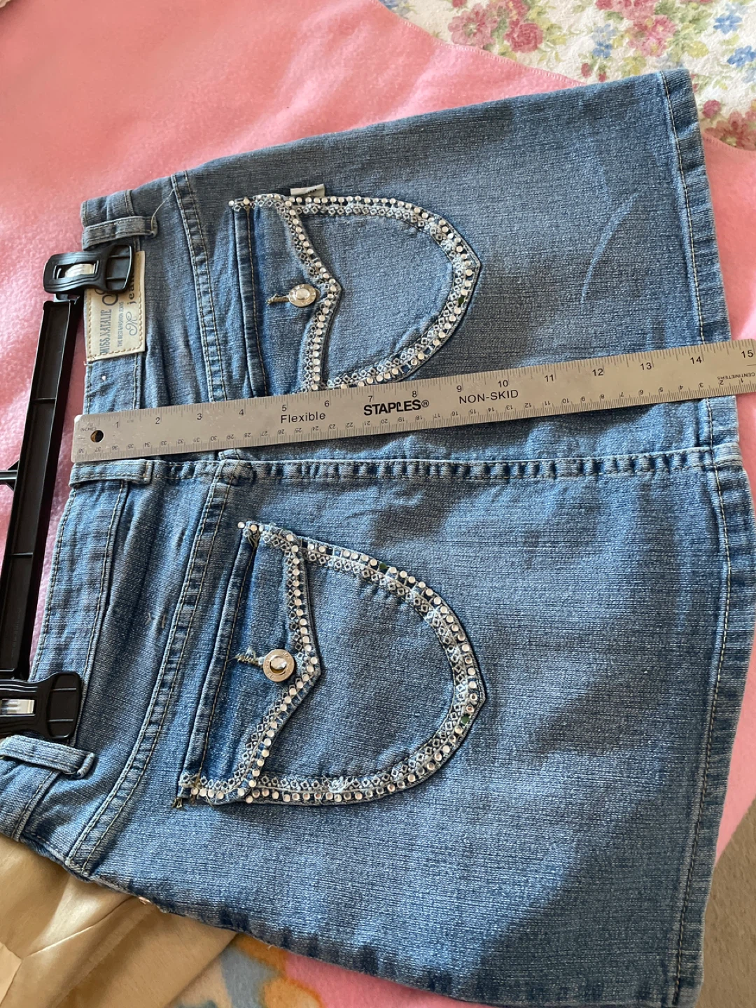 Like new Jeans Denim Skirt with Rhinestones - photo 3