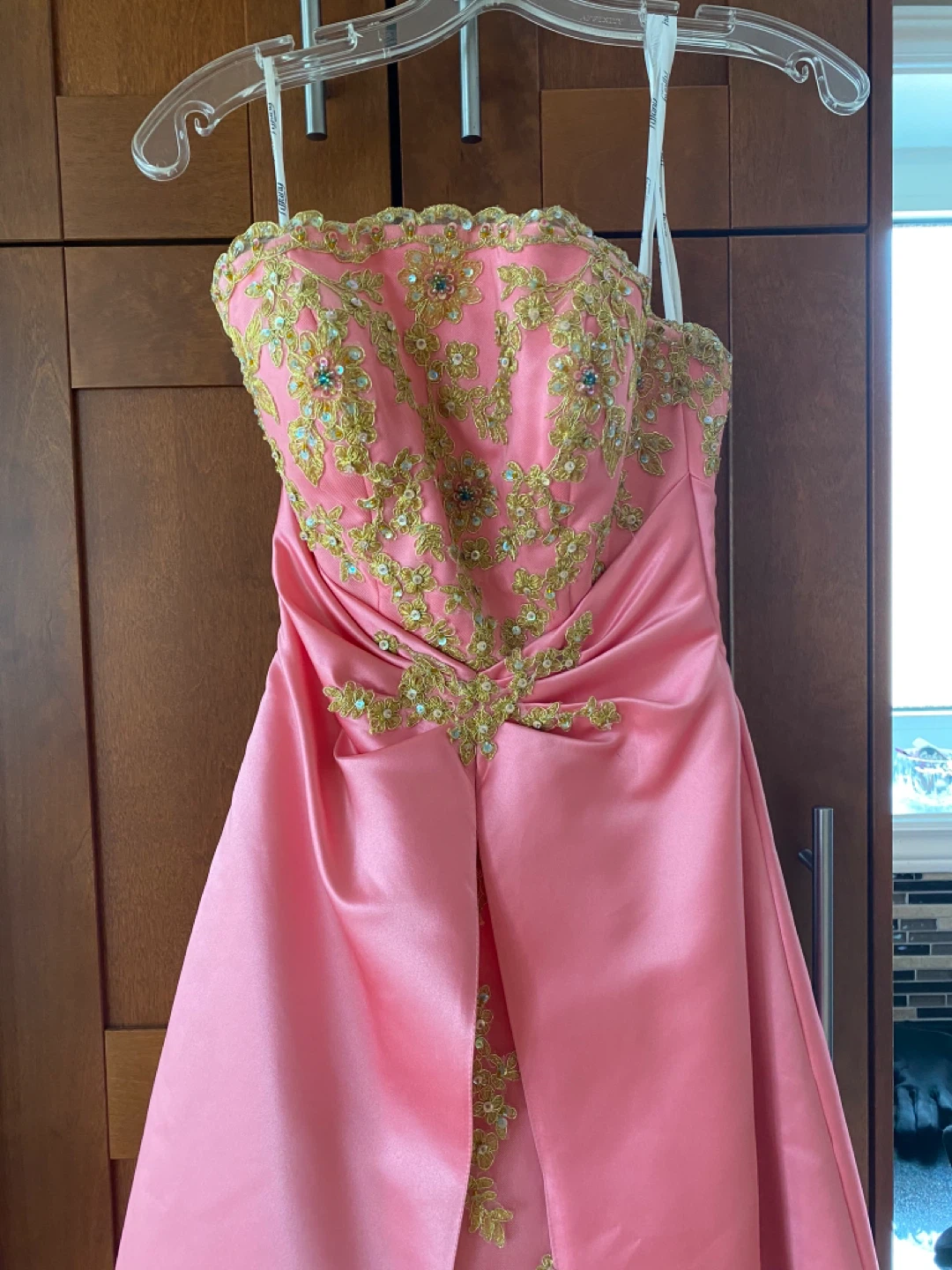 Pink Tiffany Designs Strapless Gown with Gold Embroidery - photo 2