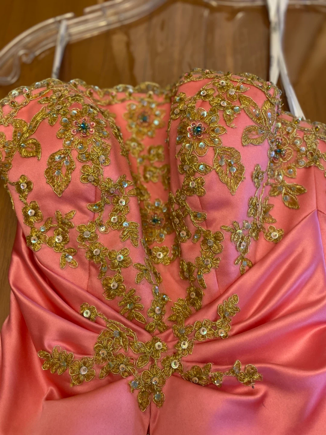 Pink Tiffany Designs Strapless Gown with Gold Embroidery - photo 3