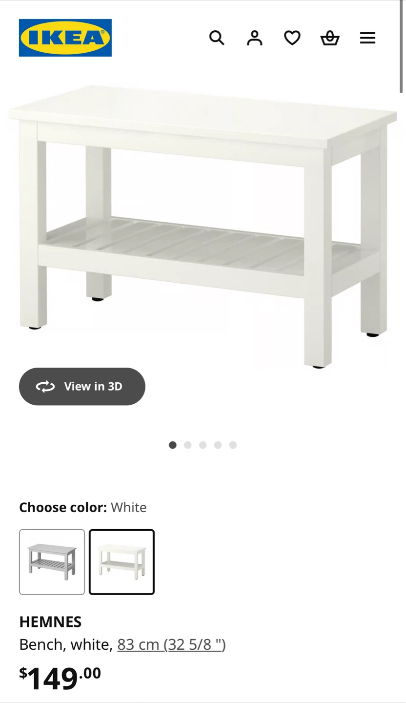 IKEA HEMNES Bench - in Black, 83 cm