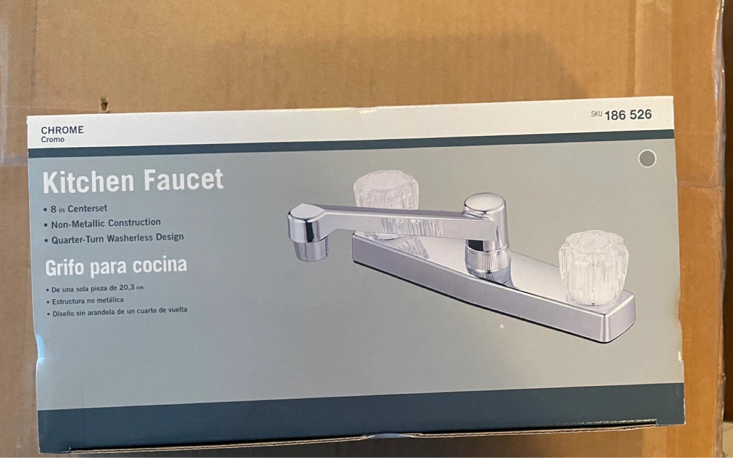 New Chrome Kitchen Faucet - 8 in Center