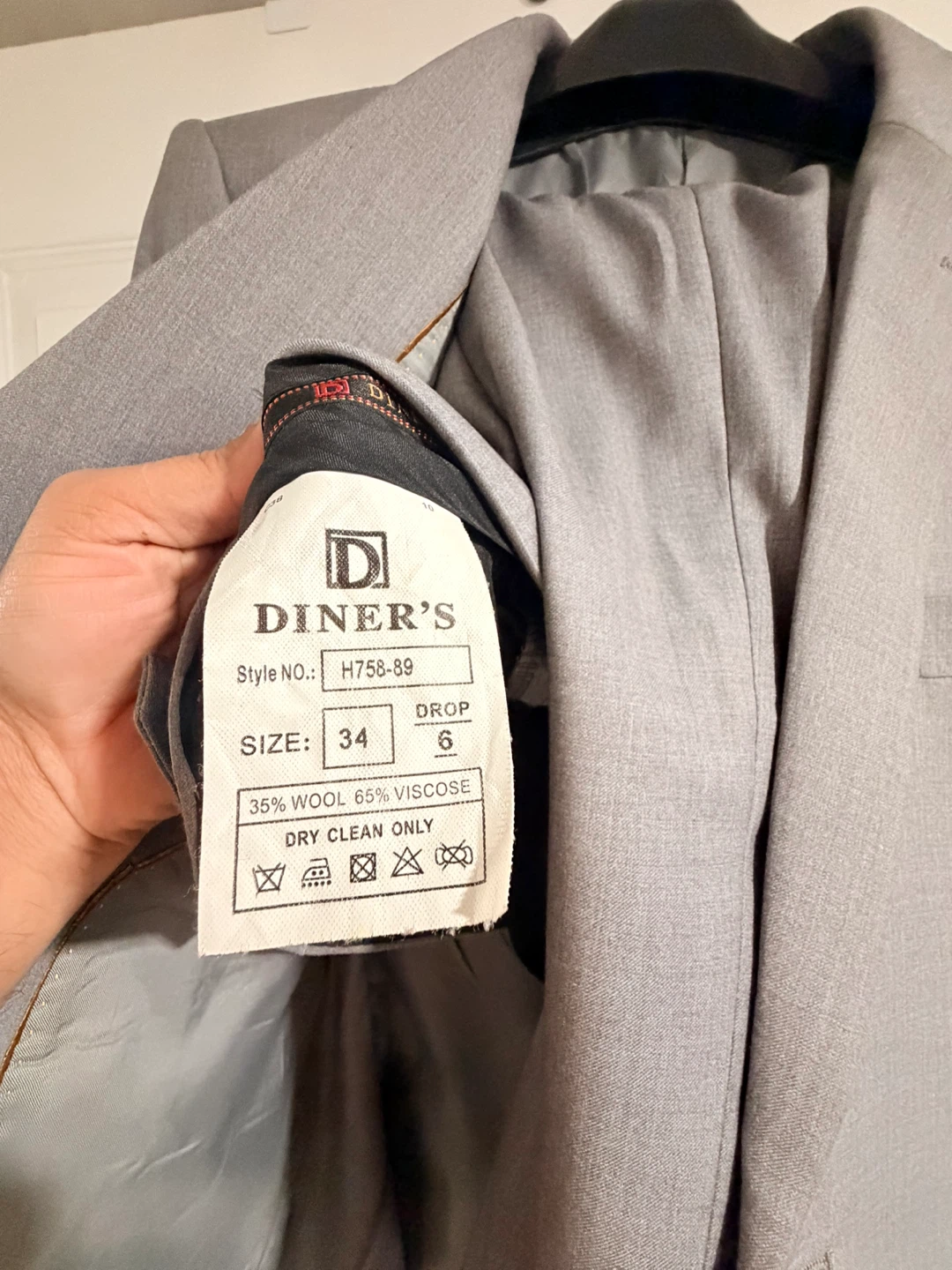 Diner's Men's Grey Suit Size 34 - photo 5