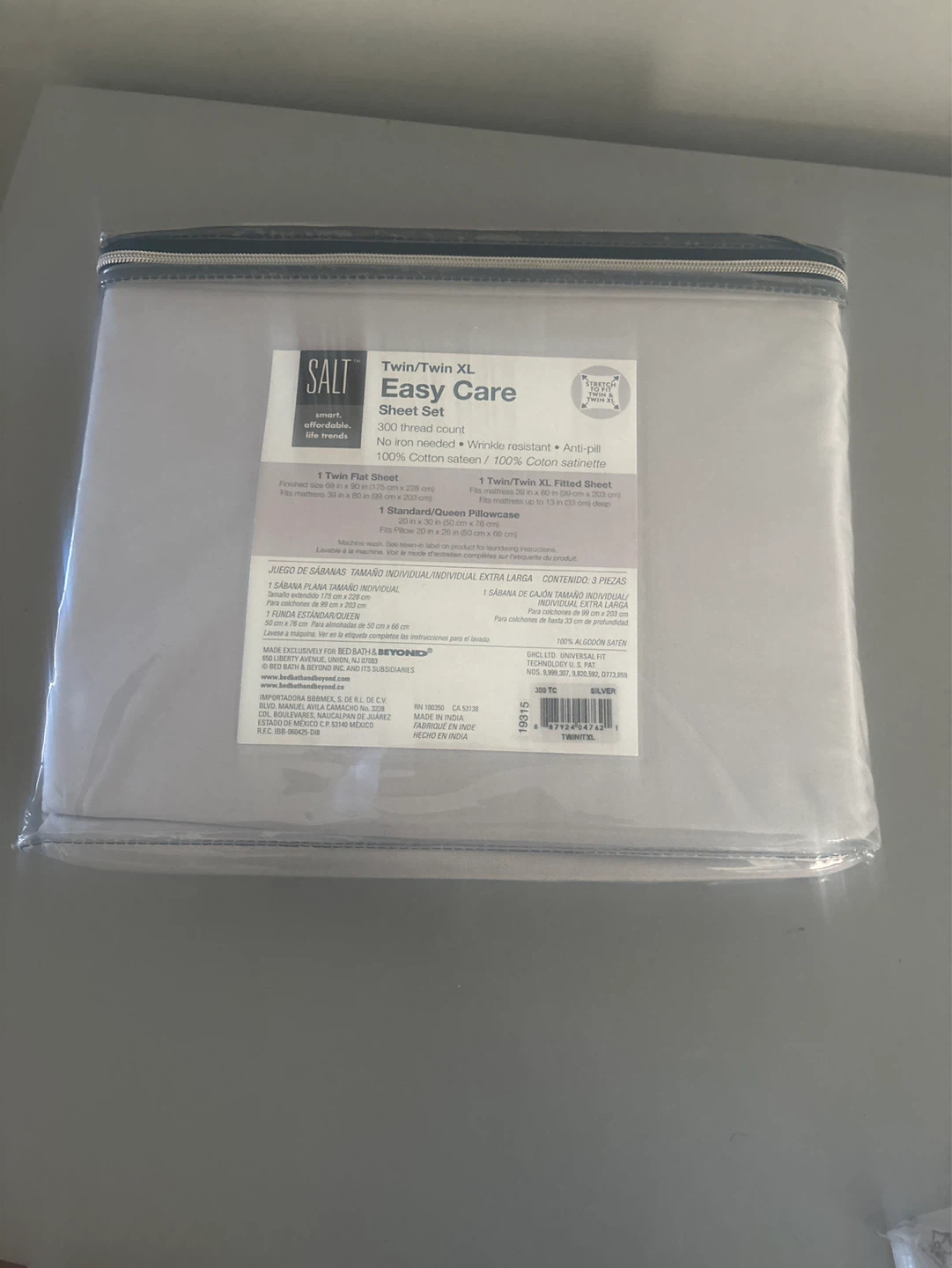 New SALT Twin/Twin XL Easy Care Sheet Set - Silver - photo 3