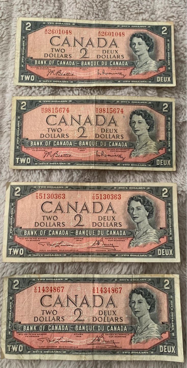 1954 Two Dollar Bills (Set of 4)