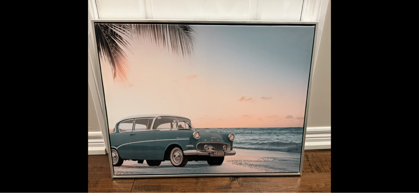 Retro Beach Sunset Framed Canvas (HomeSense)
