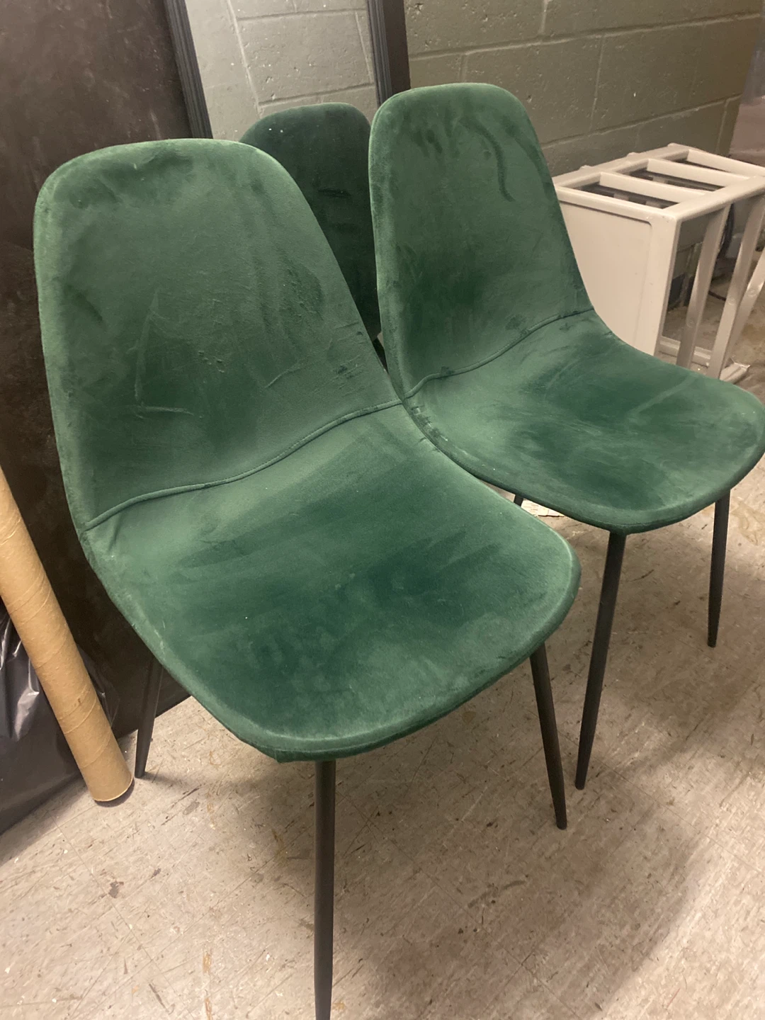 Set of 2 Green Velvet Dining Chairs