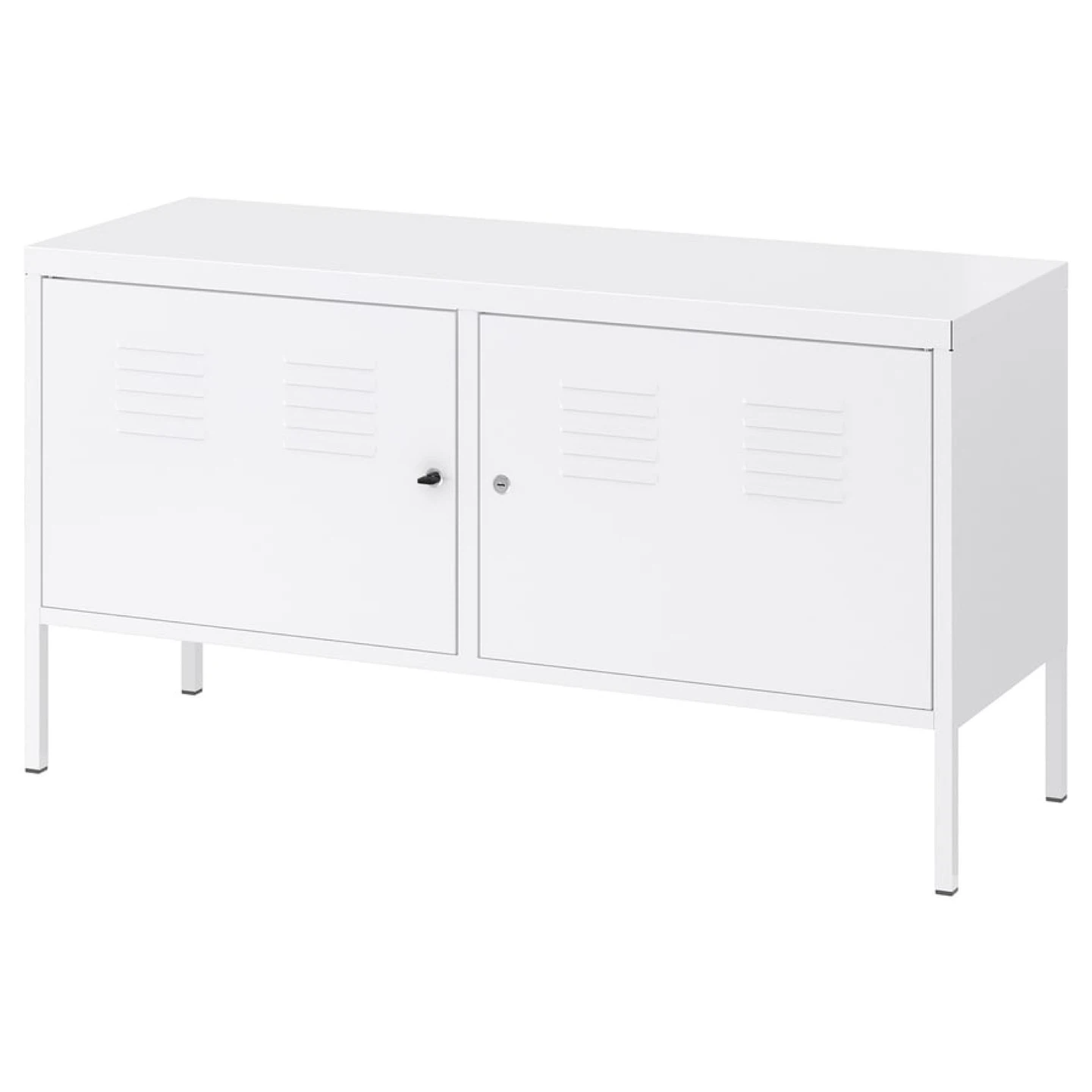 White Metal Storage Cabinet with Doors - photo 2
