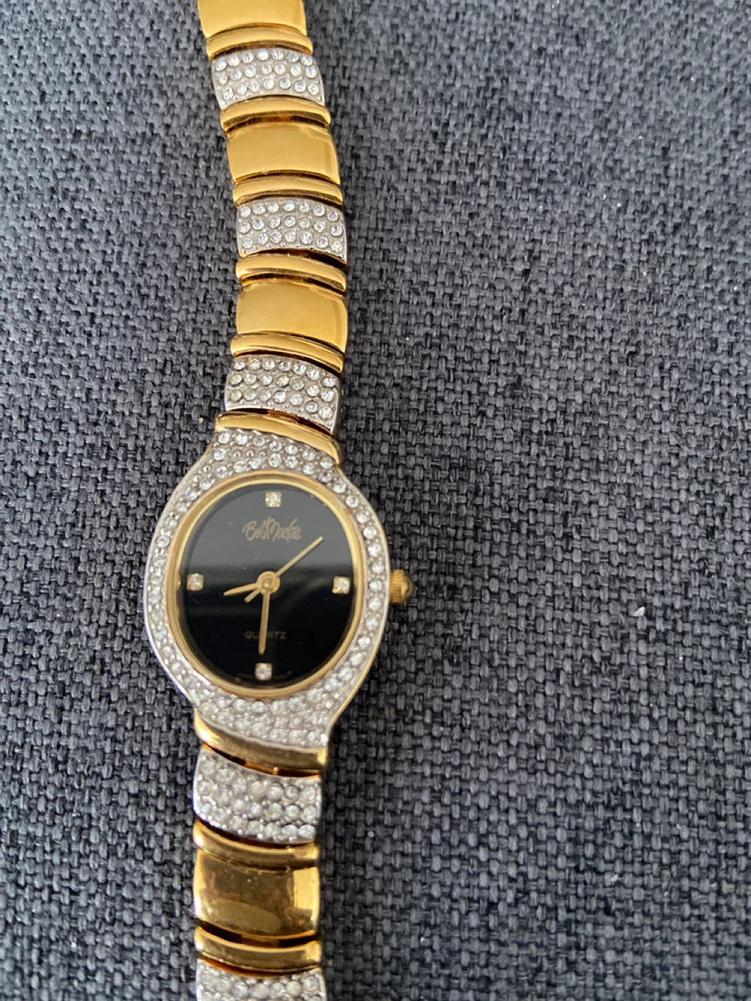 Bob Mackie Gold Plate Quartz Watch with Rhinestones