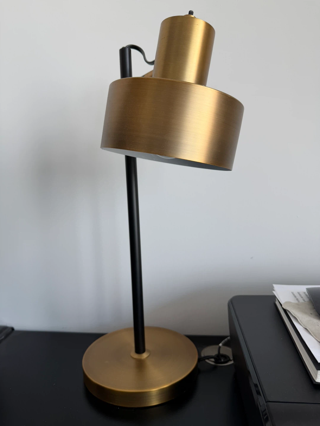 Modern Brass and Black Desk Lamp