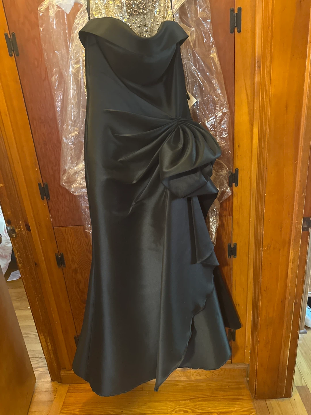 Black Terani Couture Strapless Gown
