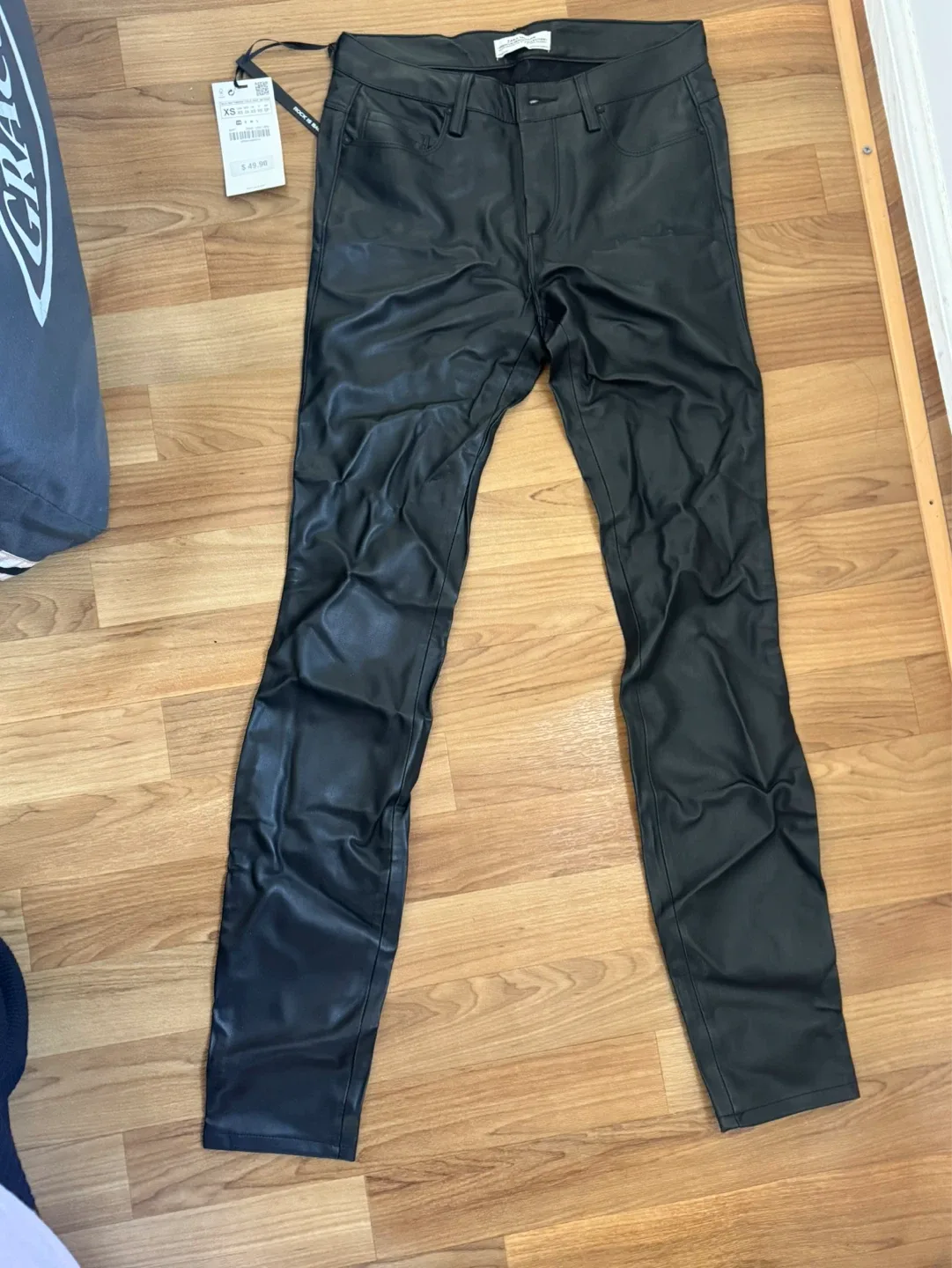 Zara Woman Black Faux Leather Pants XS-brand new