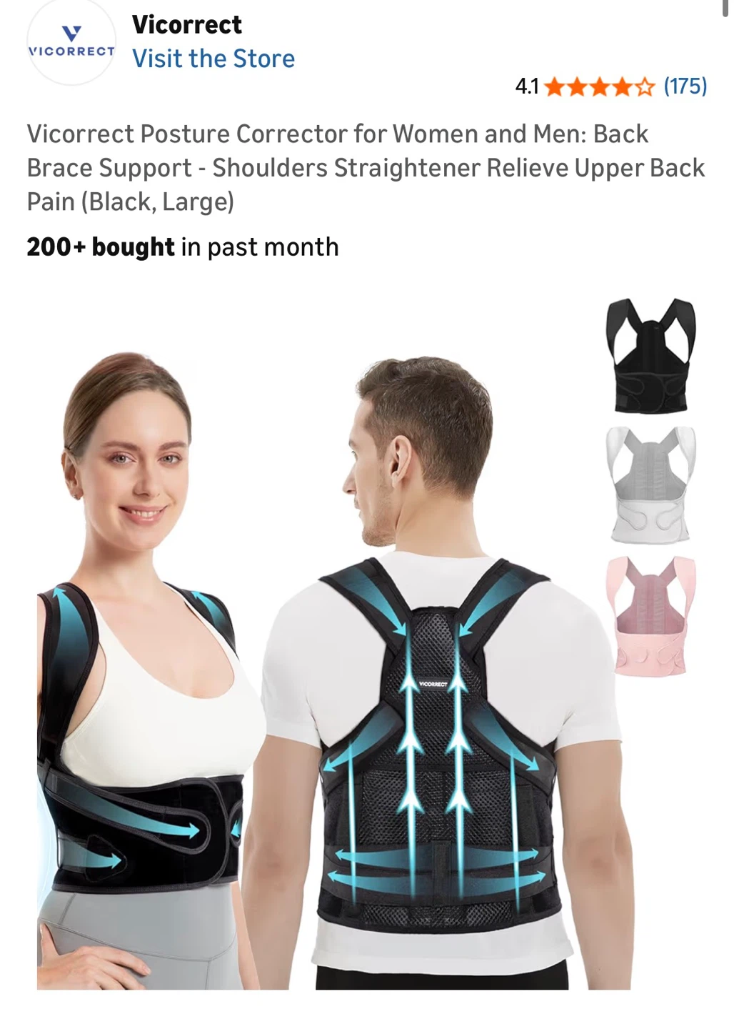 New Back Brace, Posture Corrector, Size Large