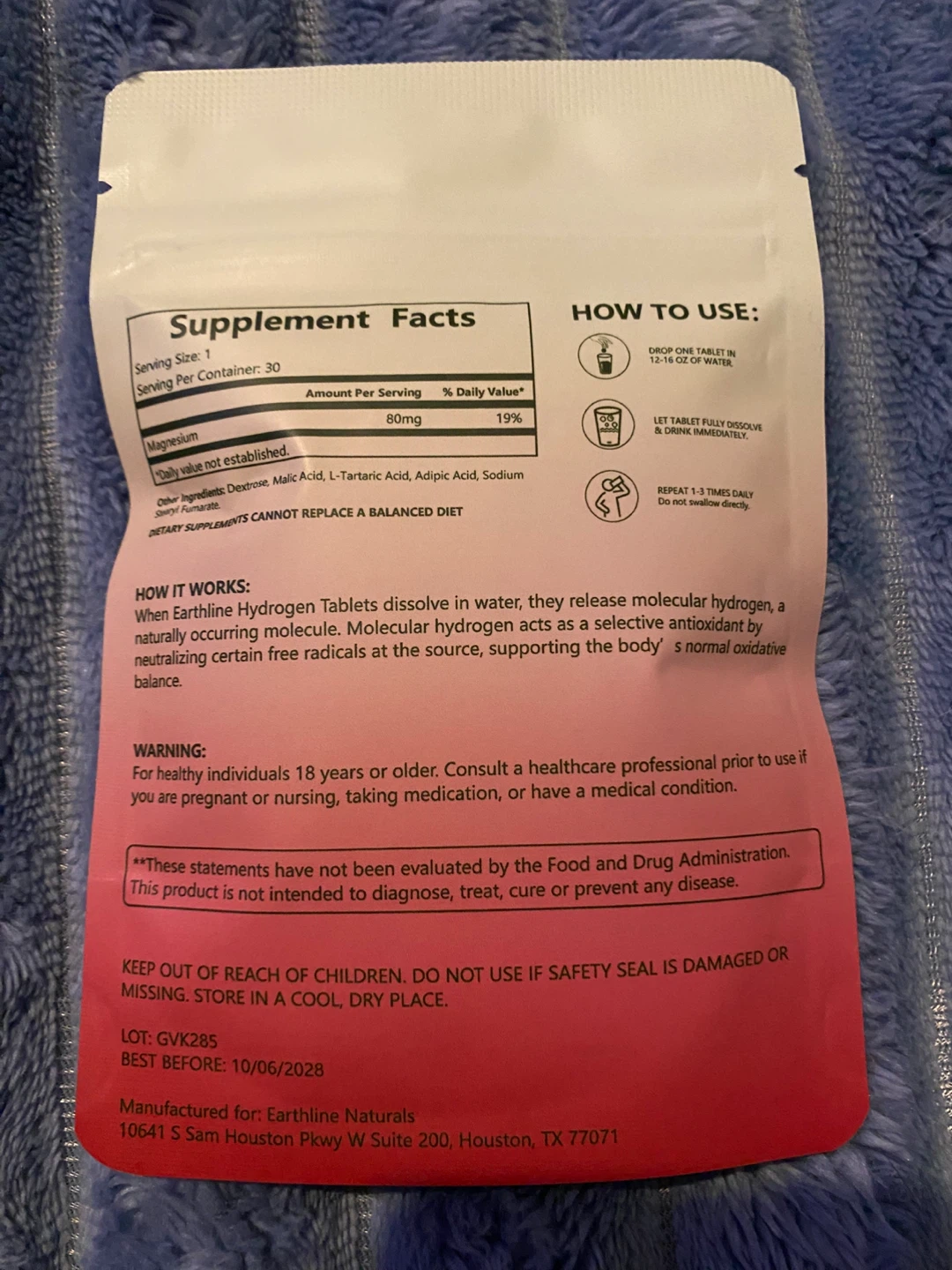 Earthline Naturals Raspberry Molecular Hydrogen Tablets - photo 2