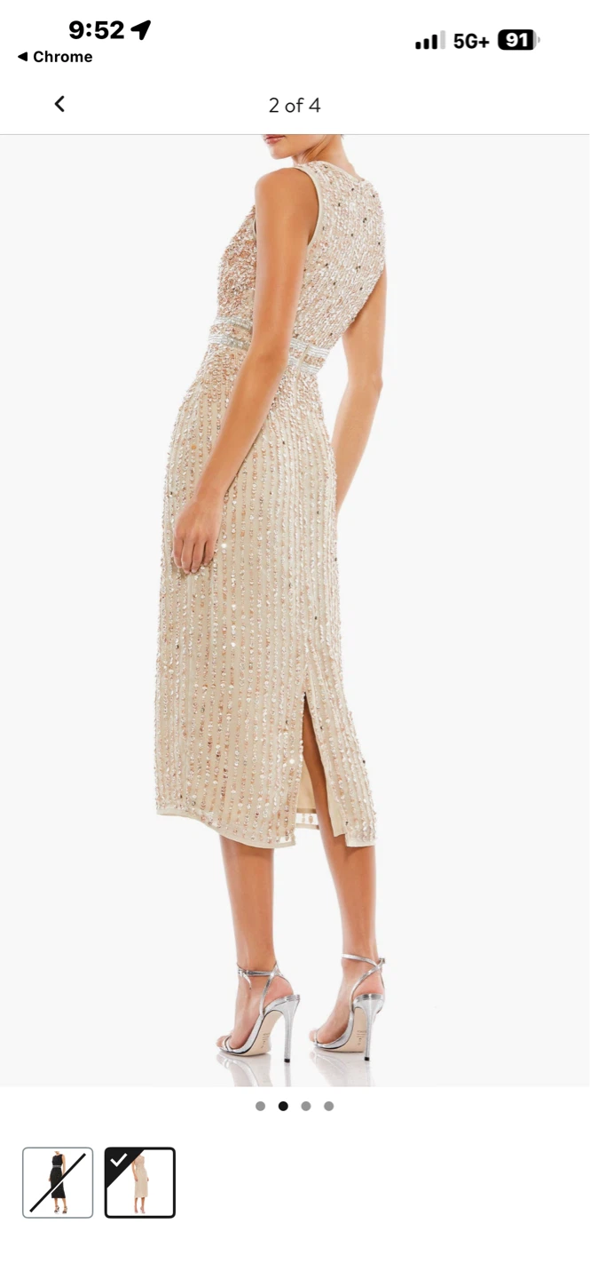 Women's Gold Beaded Sequin Sleeveless Dress - photo 2