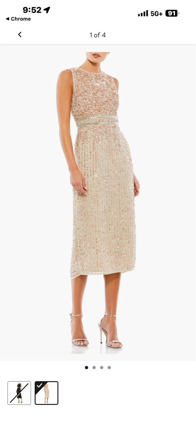 Women's Gold Beaded Sequin Sleeveless Dress