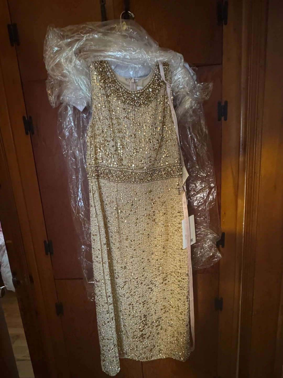 Women's Gold Beaded Sequin Sleeveless Dress - photo 3