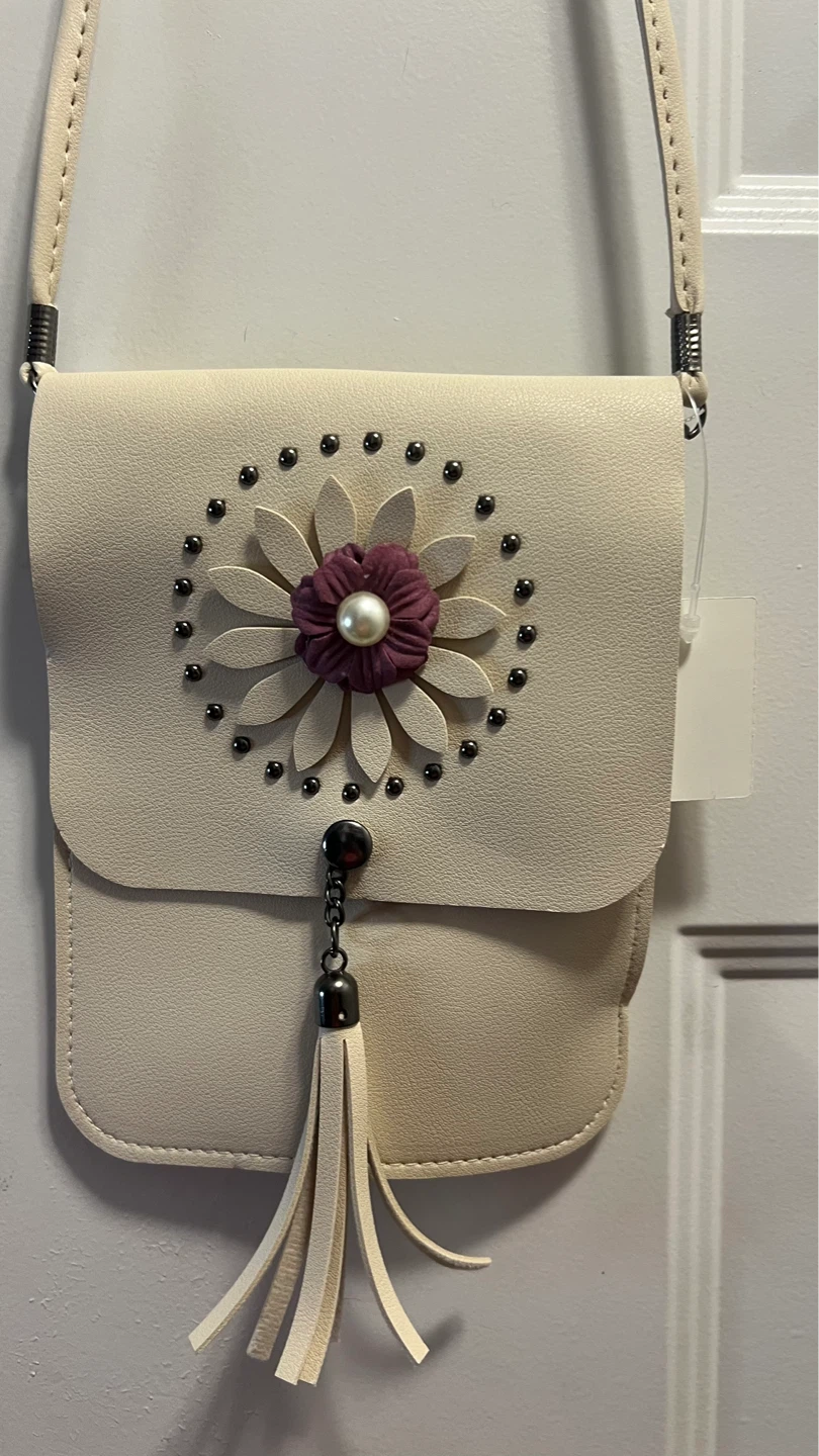 Cream crossbody bag with flower detail - photo 3