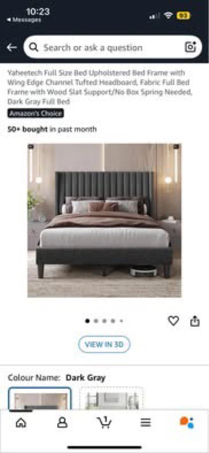 Yaheetetech Full Size Bed Frame - Dark Gray & Mattress - photo 2