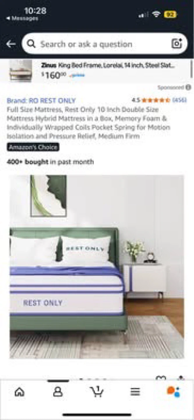 Yaheetetech Full Size Bed Frame - Dark Gray & Mattress - photo 3