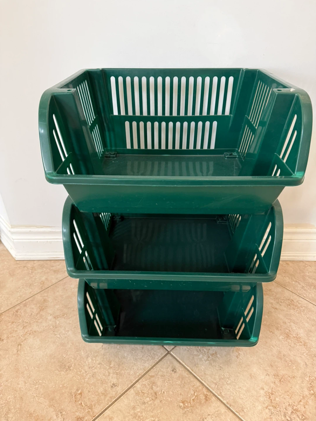 Set of 3 Extra Large Green Stacking Storage Bins - photo 2