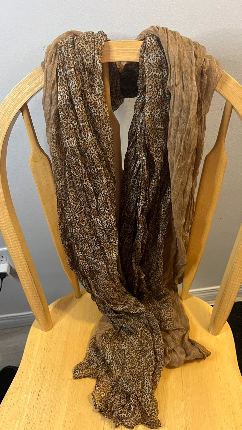 Leopard Print and Brown Scarf