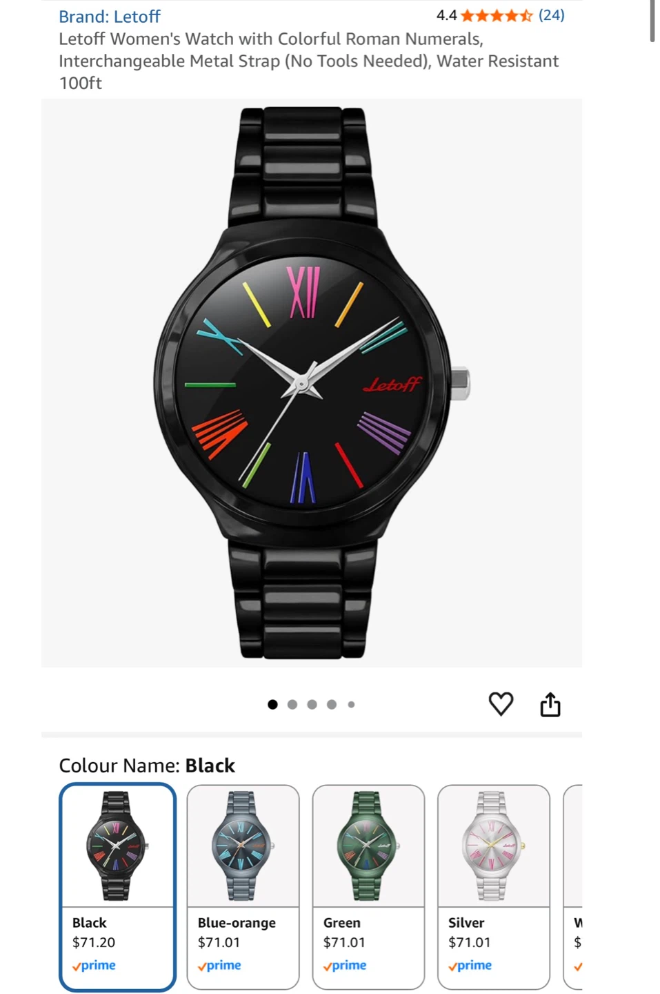 Letoff Women's Black Watch with Colourful Roman Numerals - photo 2