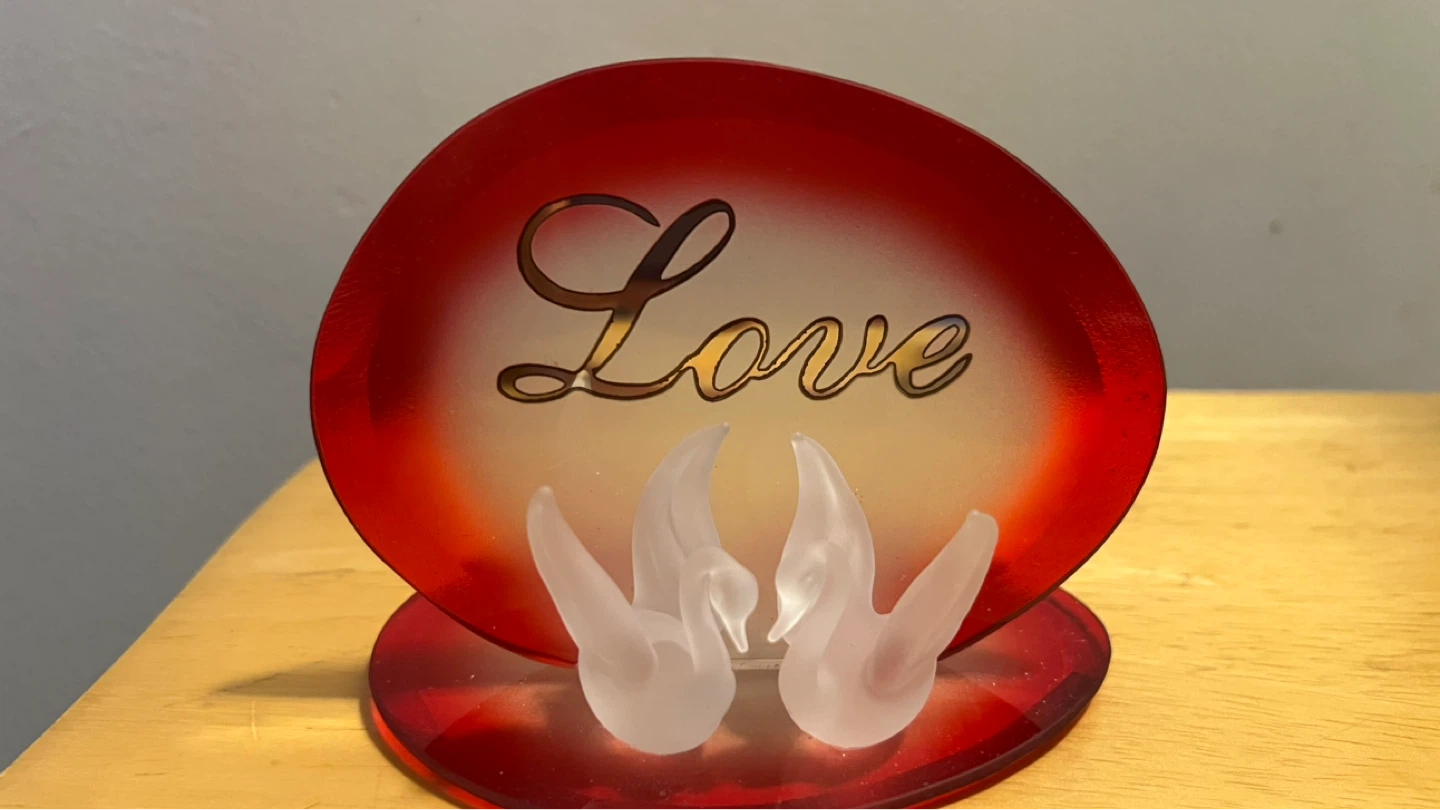 Red Heart Love Swan Votive Candle Holder