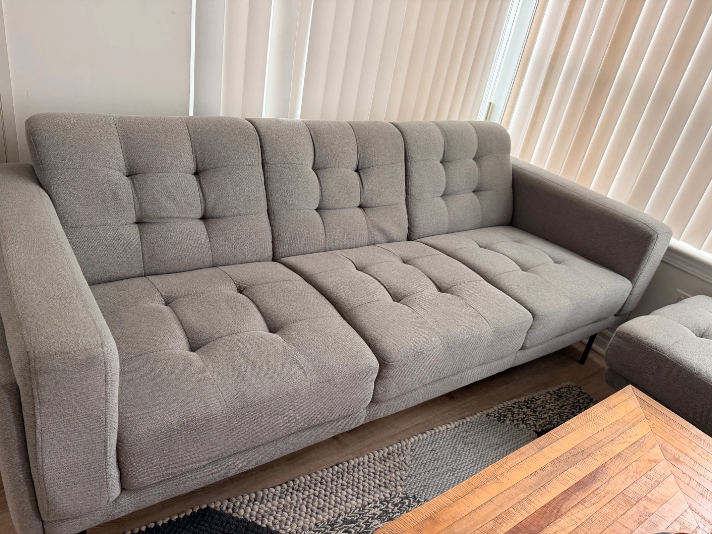 Grey Tufted Sofa and Ottoman - photo 2