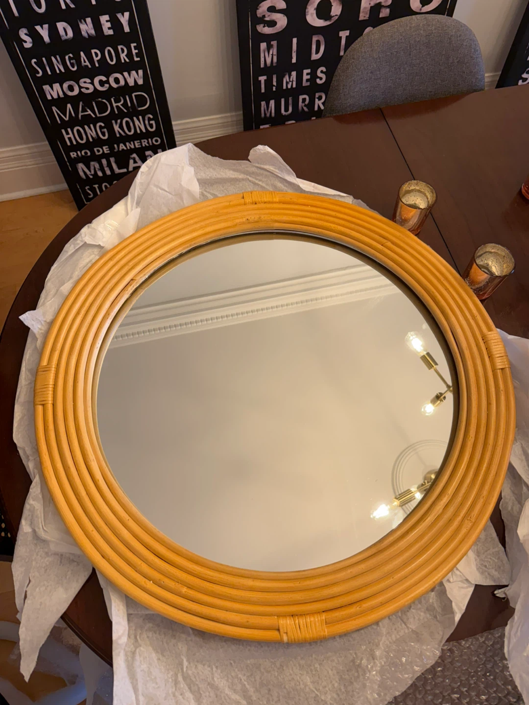 Martha Stewart: Round Rattan Wall Mirror 26"