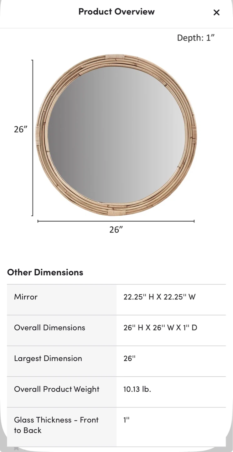 Martha Stewart: Round Rattan Wall Mirror 26" - photo 2