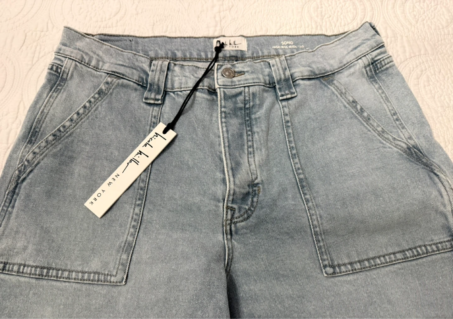 Nicole Miller Denim Wide Leg Jeans - Light Wash - Size 14 - photo 4