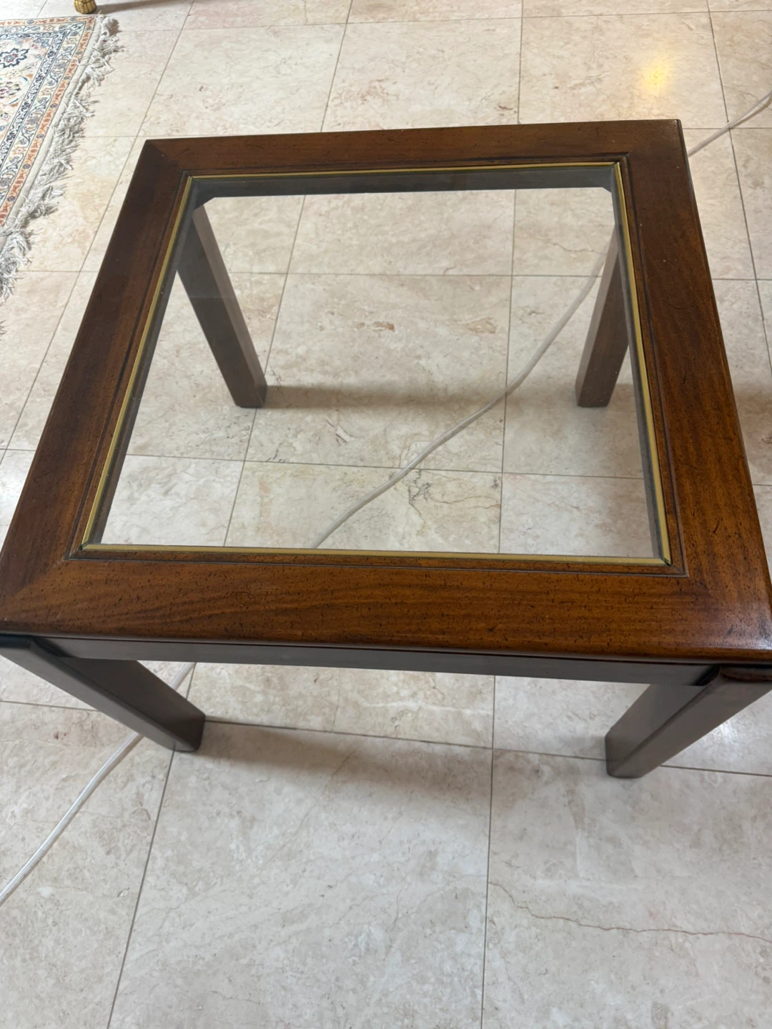 Wooden Coffee Table with Glass Top
