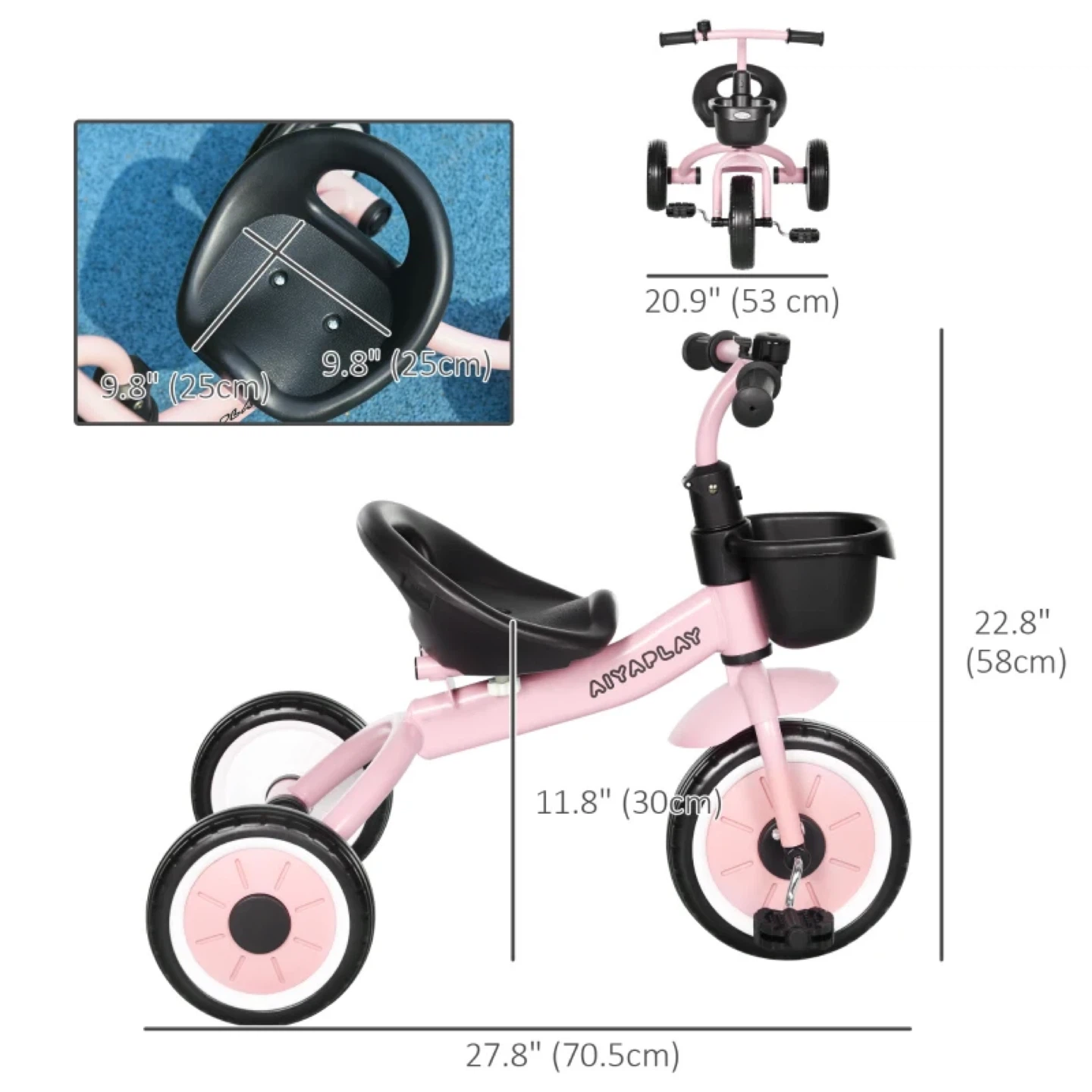Kids Tricycle w/ Basket & Bell 💖 Adjustable Seat Toddler - photo 3