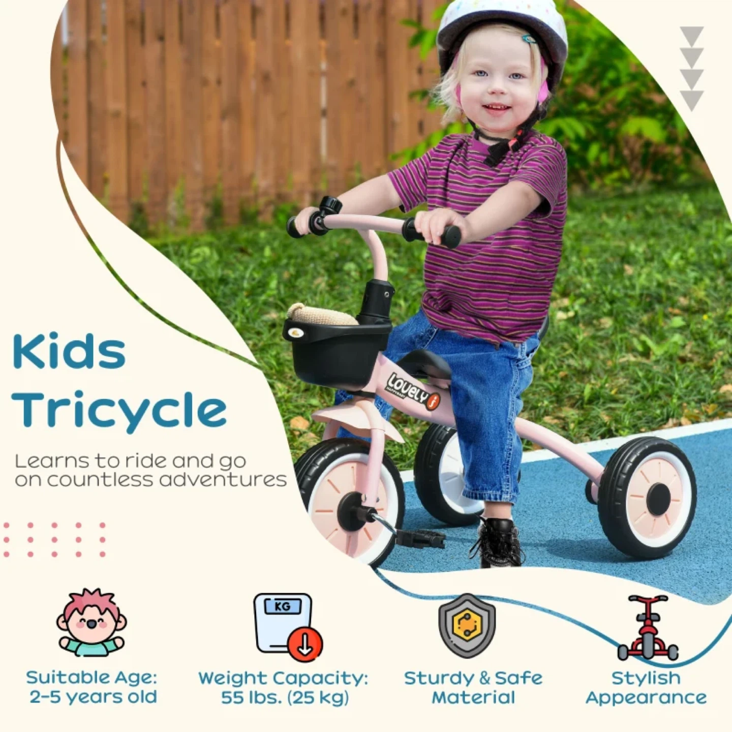 Kids Tricycle w/ Basket & Bell 💖 Adjustable Seat Toddler - photo 4