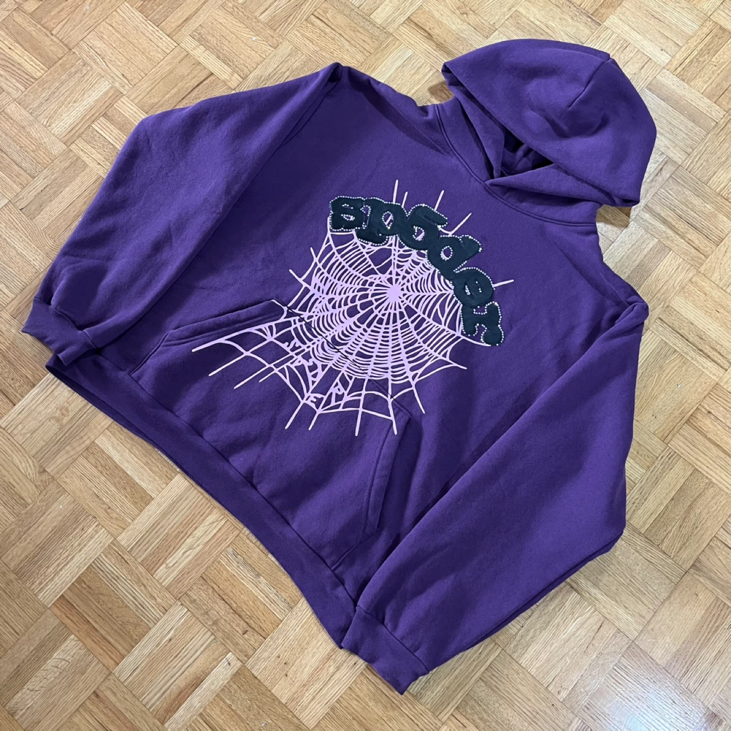 Sp5der Worldwide Web Grape Hoodie Men's Size Medium - photo 2