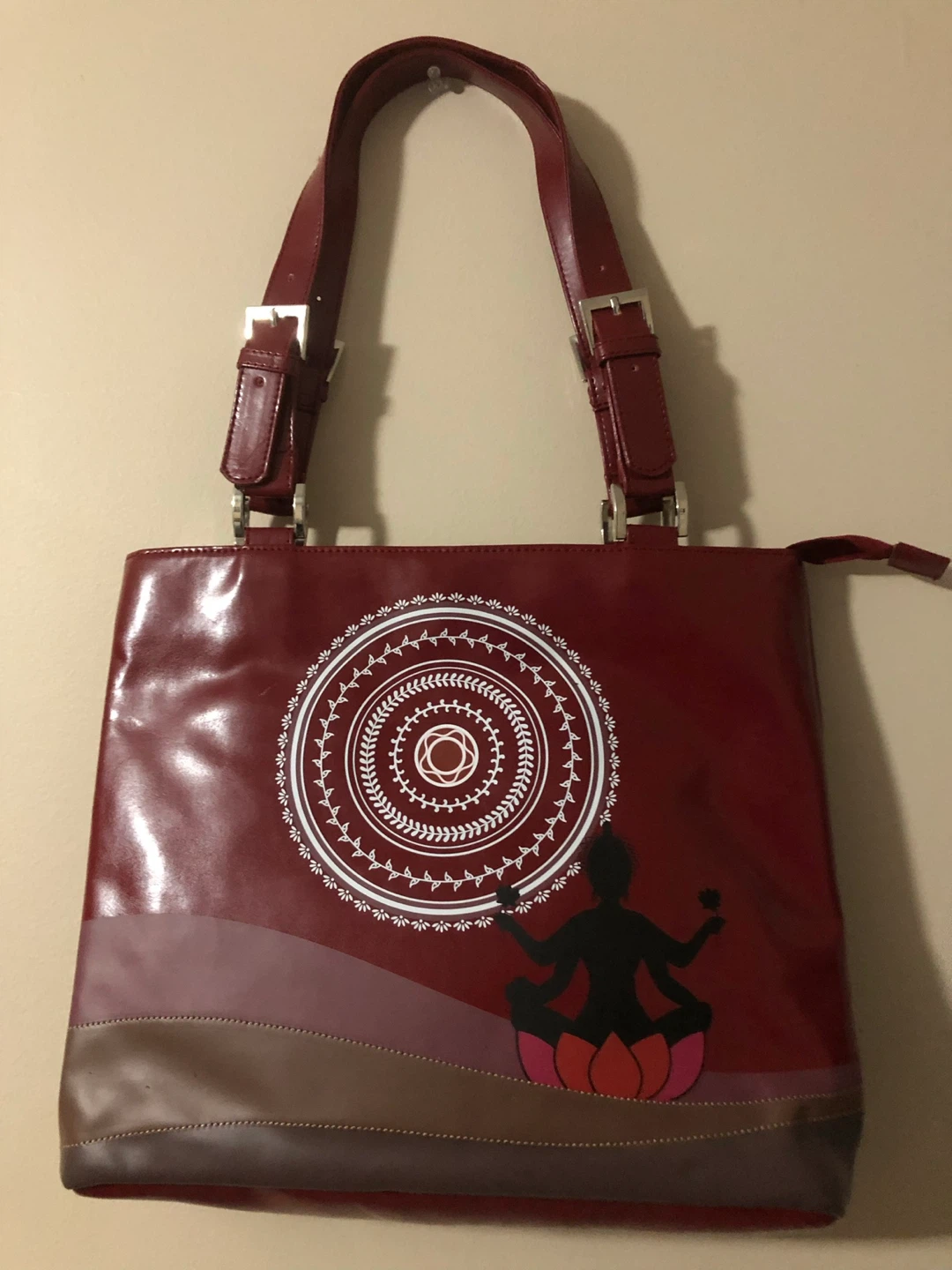 Red Totes Bag with Yoga Design